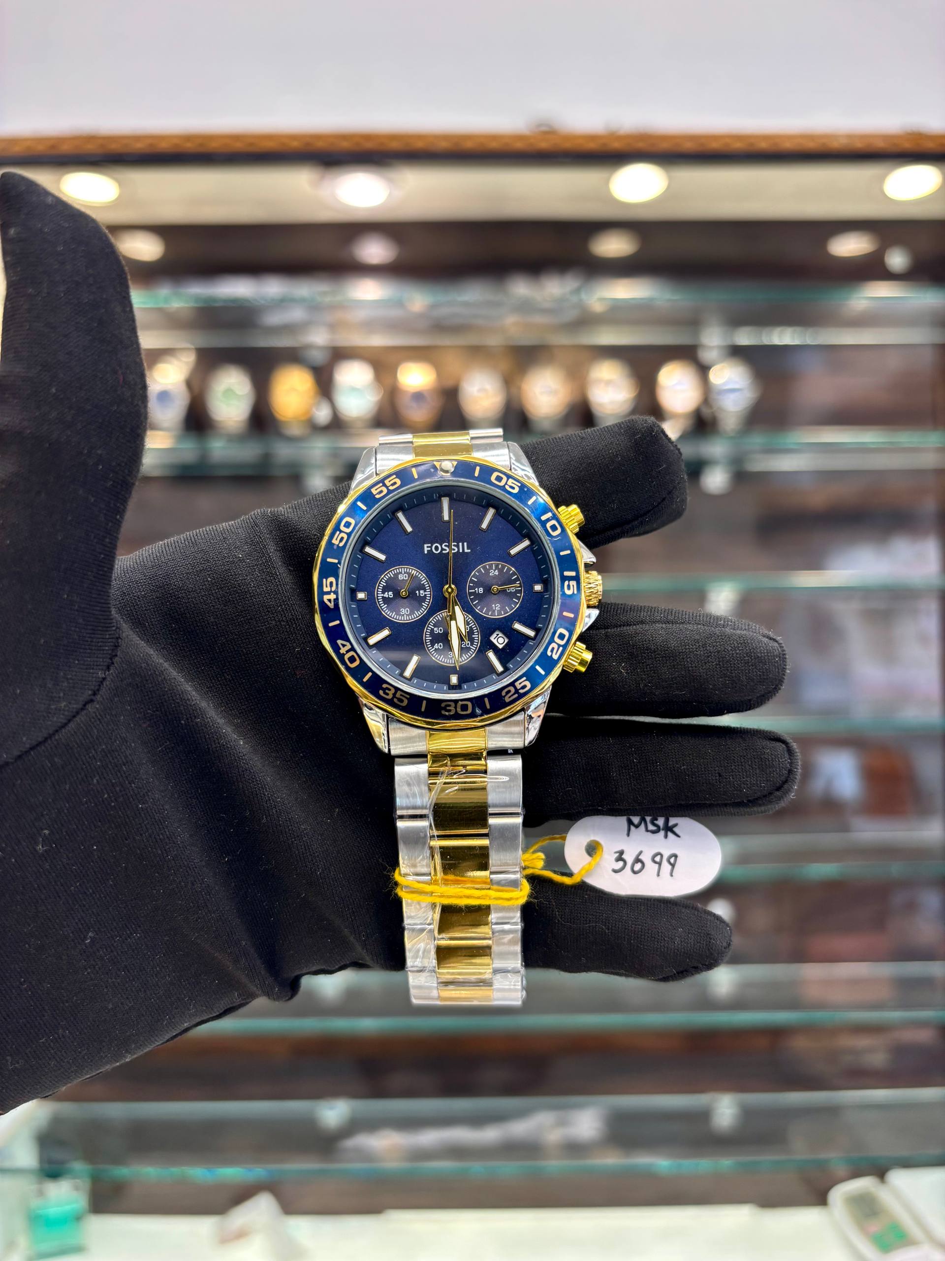 FOSSIL CHRONOGRAPH MENS WATCH ⌚ IN DUAL TONE BLUE 💙