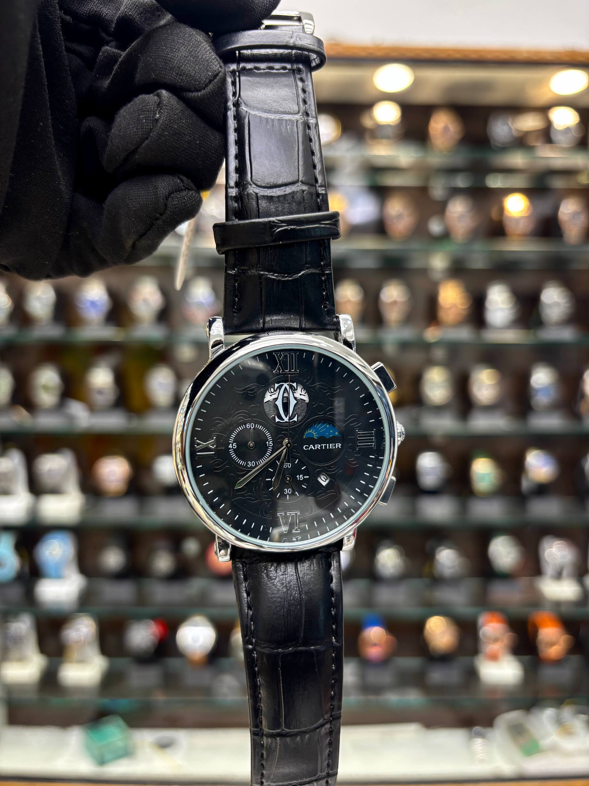 CARTIER CHRONOGRAPH TEXTURE DIAL FOR MENS IN FORMAL WEAR BLACK 🖤